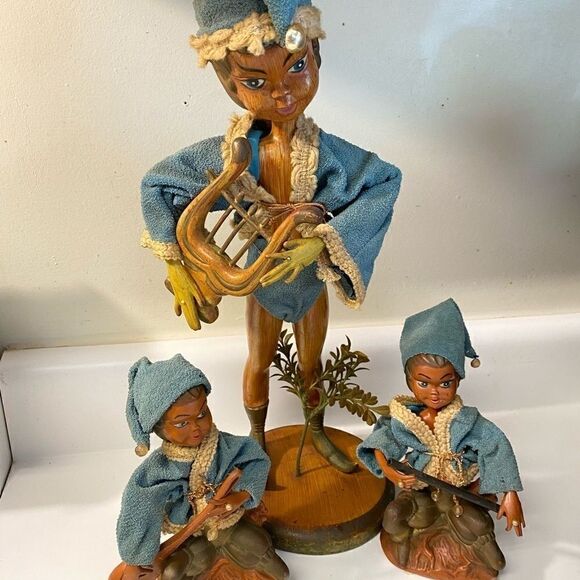 VINTAGE PIXIE ELVES PLASTIC HONGKONG RETRO DOLL SET - Picture 1 of 11